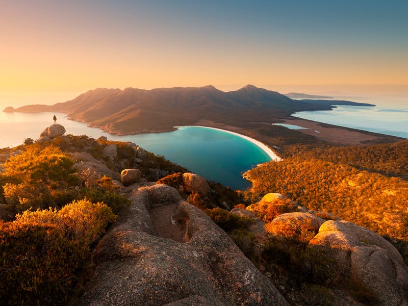 The Iconic Wineglass Bay in Freycinet National Park travel facts Tasmania