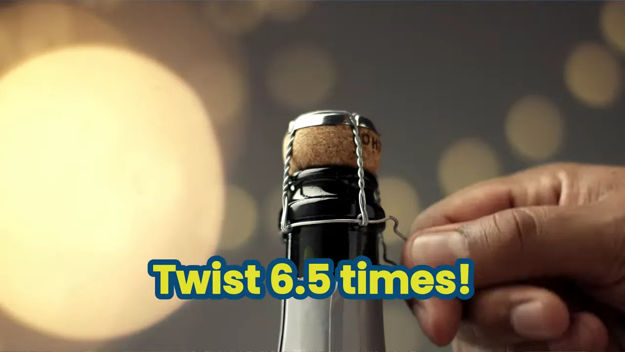 Champagne bottle wire being twisted for opening technique demo