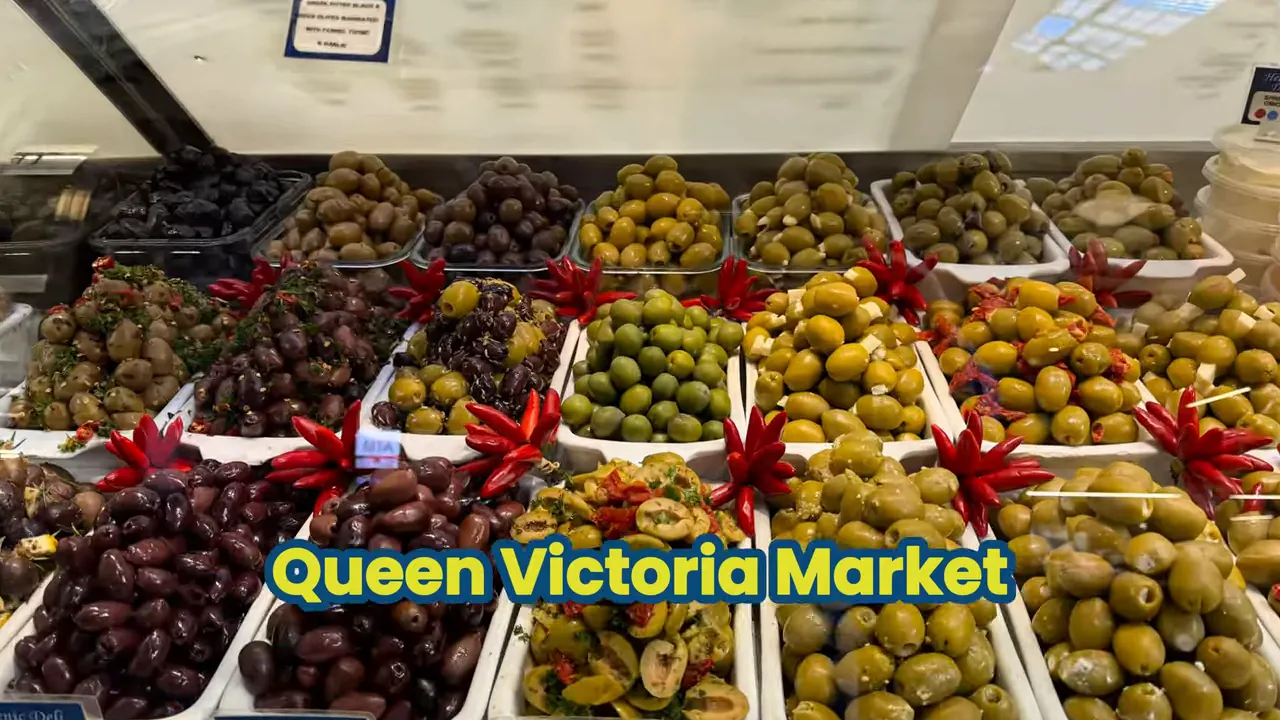 Queen Victoria Market stalls and shoppers