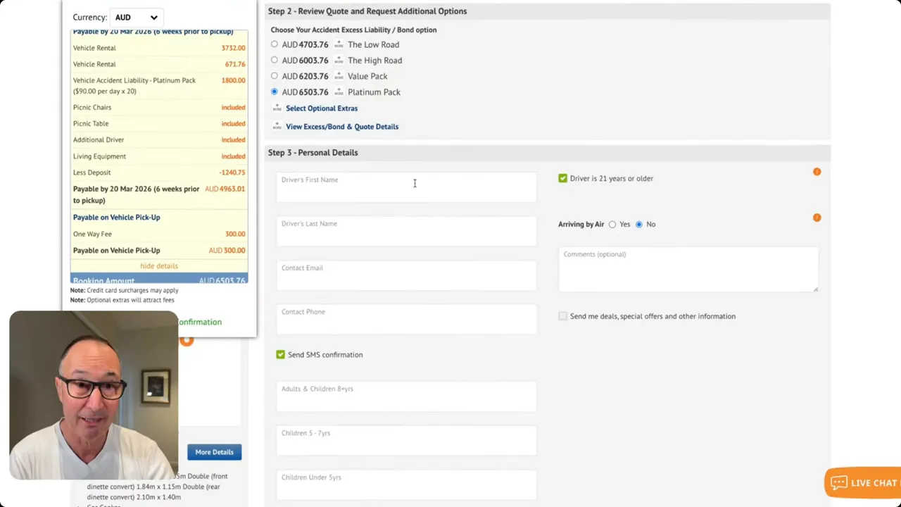 Checklist for booking and insurance options